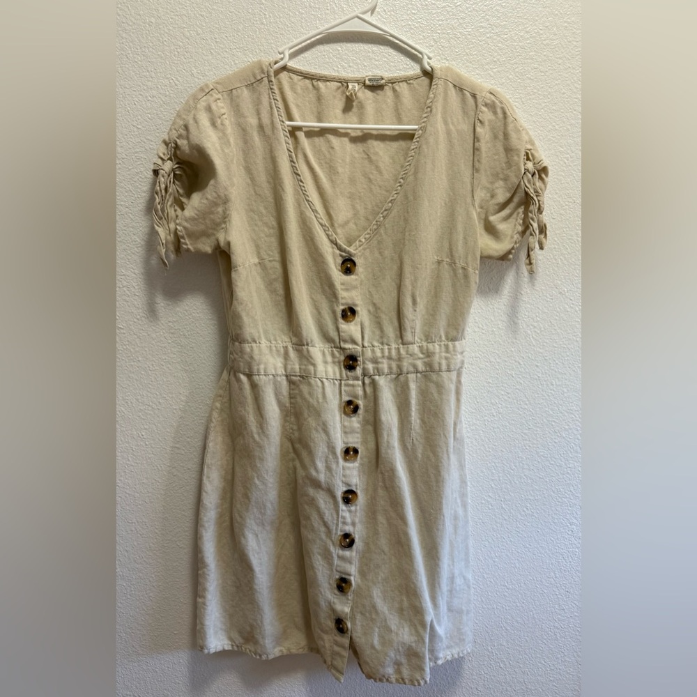 SKY AND SPARROW LINEN DRESS TAN